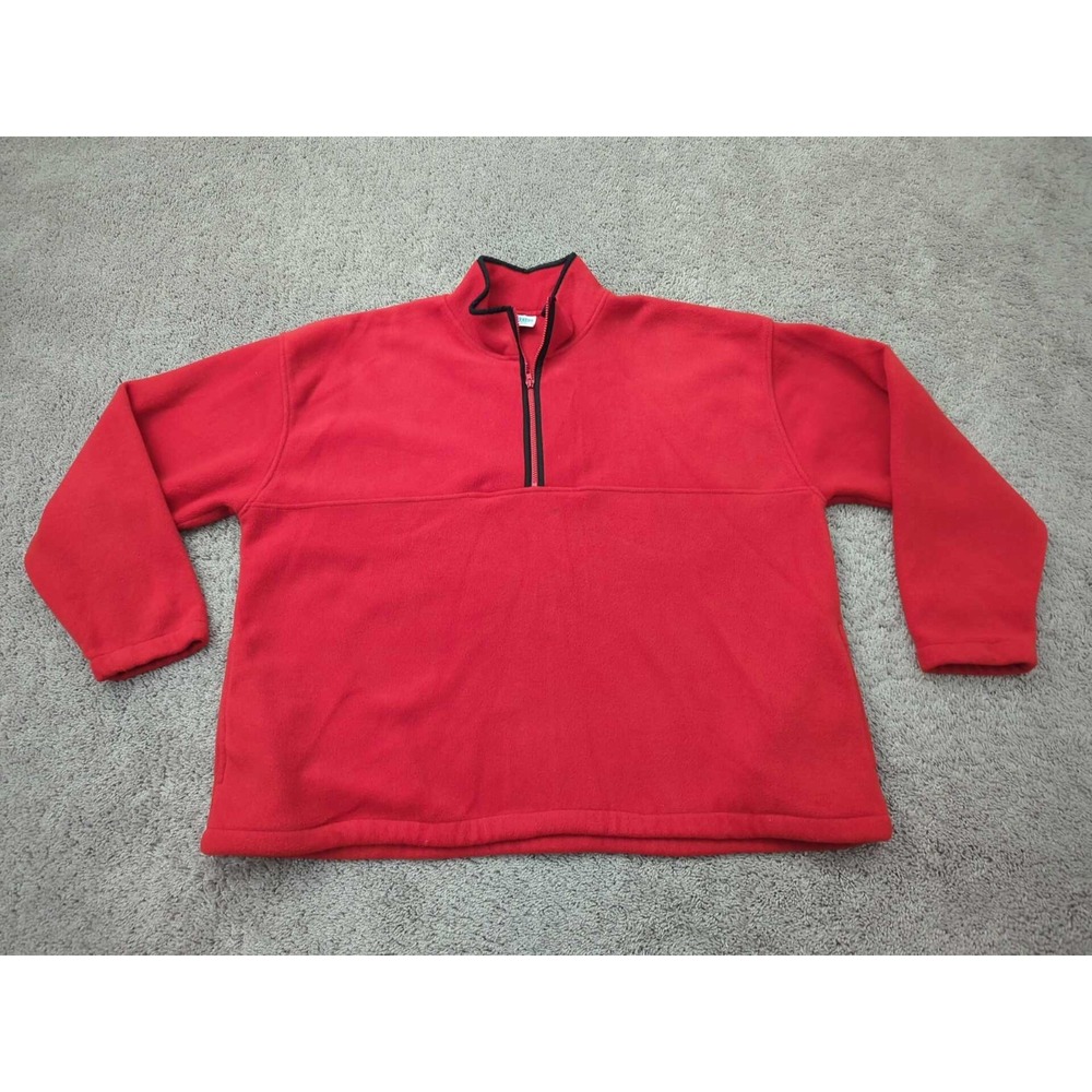 Cheetah Pullover Mens XXL Red 1/4 Zip Fleece Jacket Poly Made in Taiwan‎